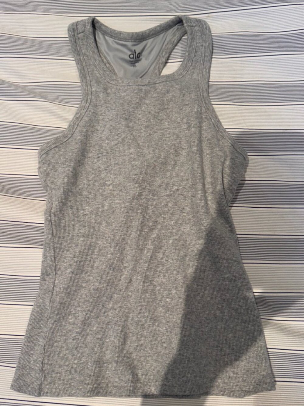 Alo Yoga Ribbed Racerback Tank — Heather Gray